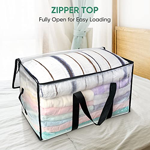 BALEINE 2-Pack Oversized Moving Bags with Reinforced Handles, Heavy-Duty Storage Tote for Clothes, Moving Supplies (Clear, 2-Pack) - color: Clear, size: 2-Pack