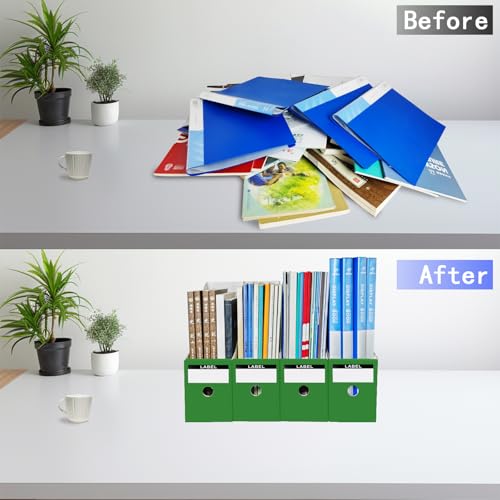 Limitliho Cardboard Magazine Holder (24 Pack), Sturdy Book Bins for Classroom, Vertical File Folder Organizer, 10.6'' 10.2'' 3.5'' Inch Magazine Rack (Green, 24 Pack) - color: Green