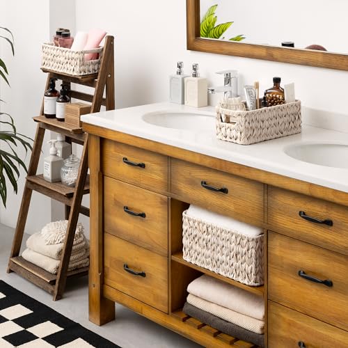 GRANNY SAYS Wicker Baskets for Organizing, Wicker Storage Basket for Shelf, Woven Baskets Oraganizer, Waterproof Vanity Basket for Towel, Home Organization, 3-Pack - color: Butter Milk, size: 14½"L x 10¼"W x 7"H + 2x 13"L x 6"W x 4½"H