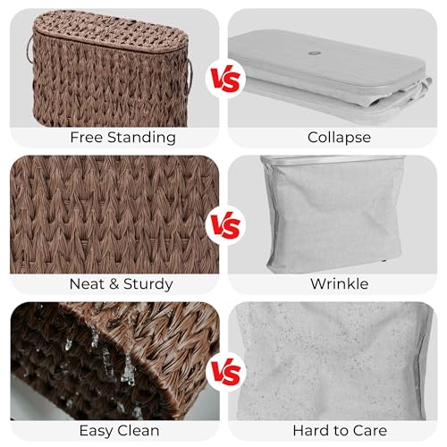 GRANNY SAYS Toilet Paper Storage Basket with Lid, Woven Toilet Paper Holder, Waterproof Bathroom Organizers and Storage, Wicker Basket for Bathroom Storage, Brown - color: Brown, size: 15¾"L x 6½" Wx 10¼"H (with Lid)