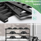 Jripae Bamboo Shoe Rack for Closet, 3 Tier 32.5inch Longer Shoe Organizer Shelf Holder Storage 12-15 Pairs Stackable for Entryway Door Hallway Bedroom Garage Space Saving Foldable Black - size: 3-tier-long/32.5*10.5*17in