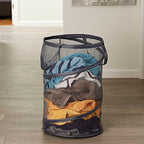 Household Essentials 2027-1 Pop-Up Collapsible Mesh Laundry Hamper | Charcoal - color: Charcoal