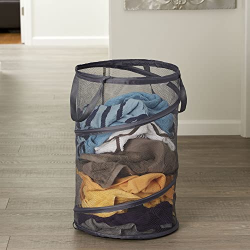 Household Essentials 2027-1 Pop-Up Collapsible Mesh Laundry Hamper | Charcoal - color: Charcoal