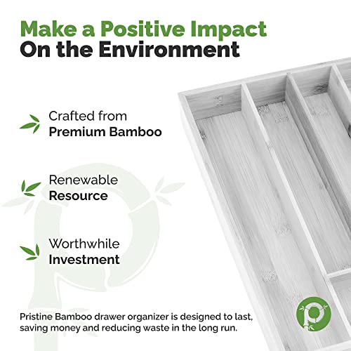 Pristine Bamboo Kitchen Drawer Organizer - Drawer Utensil Organizer and Cutlery Tray - Flatware and Silverware Holder (5-Slots, White) - color: White, size: 5 Slot