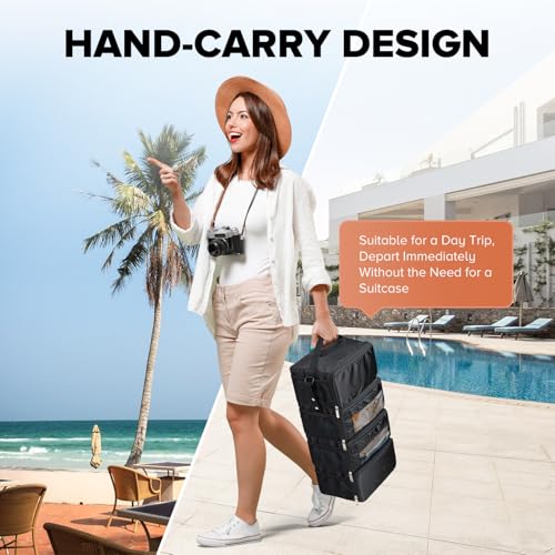 Suitcase Organizer, Travel Luggage Organizer Hanging Shelves Packing Cube Closet/Collapsible Portable Travel Organizer for Carry-on - color: Carbon-S-4 Tier, size: Small