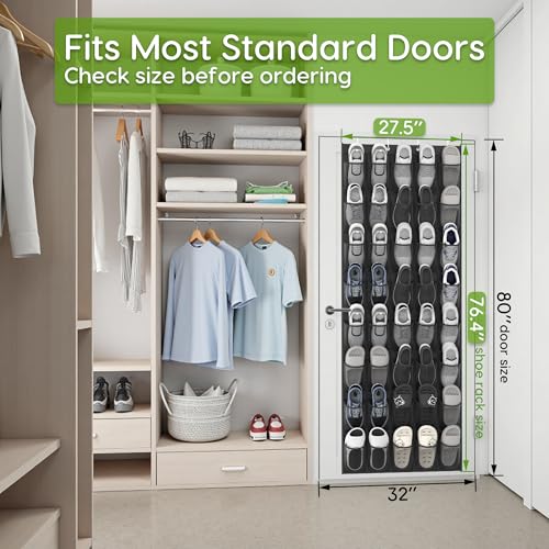 Unjumbly Over the Door Shoe Organizer with 40 Large Breathable Mesh Pockets, Space Saving Shoe Holder, Hanging Shoe Rack for Entryway Bedroom Closet Storage (Black, 40 Pockets) - color: Black, size: 40 Pockets