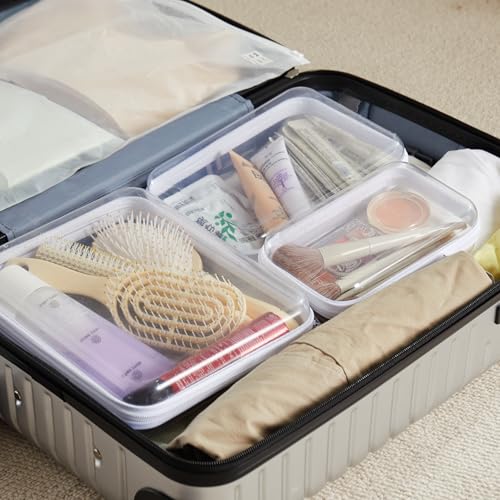 MACOPRO 6PCS Clear Zipper Pouches, Christmas Item Storage Bins, Zippered Hard Pouch Double, Portable Makeup and Cosmetic Bag, Kid's Toy Storage Organizer Bins, Hard Plastic Case, Clear Zipper Bags - size: 6Pcs-SML