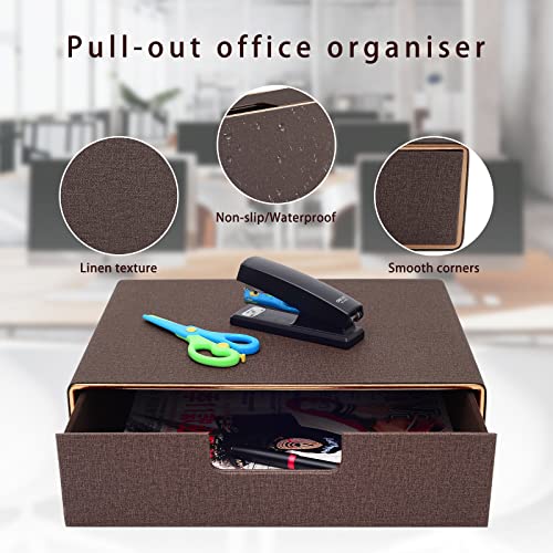 PU Leather Stackable Organizer Drawer, Executive Office Supplies Desktop Filing A4 File Cabinet/Holder for Jewelry/Bill/Paper/Documents/Makeup Home Decor Stationery Storage Box, Coffee - color: Coffee