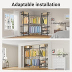 Timate F3 Medium Wall Mounted Clothes rack Expandable Closet, Industrial Pipe Clothing Rack for Hanging Clothes, Heavy Duty Clothes Rack with Shelves, Garment Rack Wall Closet System Black Pipe Closet - color: Black, size: F3 Medium