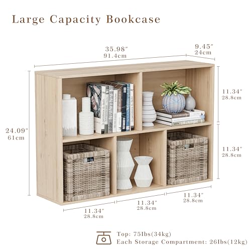 VDNEND Wooden Cube Storage Organizer with Closed Back Panel, 11in Cube Shelf Opening, Bookshelf, Display Shelf,Closet Cabinet for Home and Office (White Oak, 5-Cube 35.98L*9.45W*24.09H) - color: White Oak, size: 5-Cube 35.98L*9.45W*24.09H
