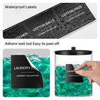 TIPGO Laundry Pods Container with 27 Labels, Glass Jars for Laundry Room Organization, Detergent Holder with Bamboo Lid, Cute Storage Jars, Black (Set of 1)