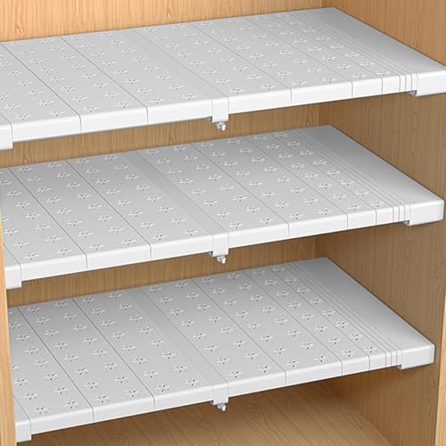 Expandable Closet Shelves Organizers, Heavy Duty Adjustable Wardrobe Tension Shelf Rod DIY Cabinet Holders Storage Rack Divider Separator for Kitchen Bathroom Bedroom Garage - color: Width 35cm, size: Length 51-72cm