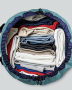 Laundry Bag with Shoulder Straps and Mesh Pocket Laundry Backpack Large Portable Laundry Hamper for College Laundromat Apartment - color: Lake Blue & Dark Blue
