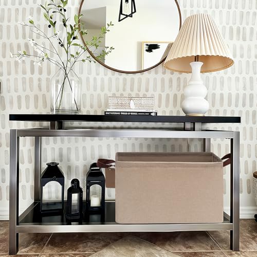CHICVITA Storage Baskets for Shelves, Extra Large Closet Organizer Bins with Metal Frame, Collapsible Fabric Storage Bins for Living Room, 19" L x 13" W x 11" H, Brown, 2-Pack - color: Brown 2-Pack, size: 19" L x 13" W x 11" H