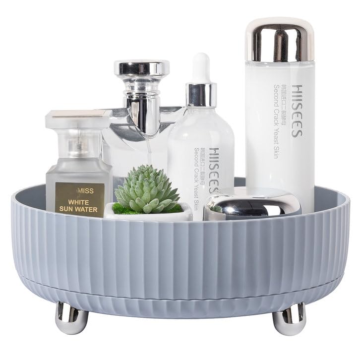 Anyoifax Makeup Perfume Organizer Tray 360 Degree Rotating Lazy Susan Skincare Lotion Organizer Spinning Cosmetics Storage for Dresser, Vanity, Bathroom Countertop, Small Grey - color: Gray, size: 9 "