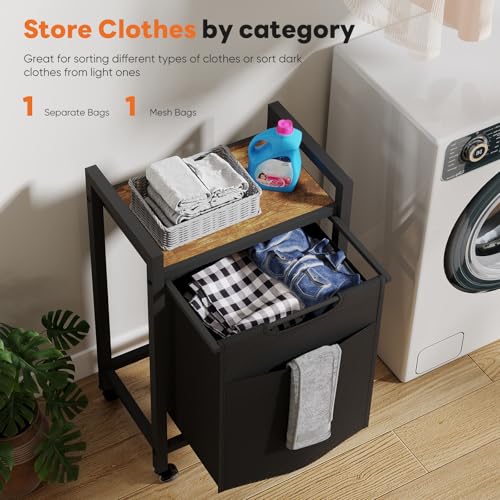DUMOS Laundry Sorter, 18.3Gal (69L) Capacity Rolling Laundry Basket with Pull-Out Removable Bags & Movable Wheels,Clothes Separator Hamper Cart for Laundry Room, Bathroom and Bedroom Organizer - size: 1 × 18.3 Gal (69L)