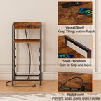 Furnulem Night Stand with Charging Station and Led Light, 4 Drawer Dresser for Bedroom, Small Nightstand Bedside Table, Fabric Bins, Metal Frame, Wood Shelf, Side Furniture(Rustic Brown) - color: Rustic Brown, style: 4 Drawer