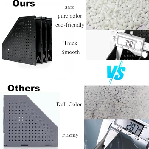 Marte Vanci Collapsible 3 Compartment Magazine Holder Desktop Organiser Adjustable Sturdy File Dividers Document Cabinet Rack Display (2 Pcs Black) - color: Black 3 Compartments (2 Pcs)