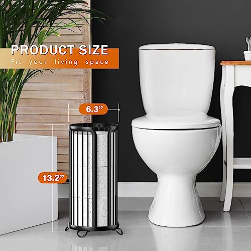 Bunoxea Toilet Paper Holder Stand, Freestanding Toilet Tissue Organizer, Minimalistic Storage Solution, Reserve Mega Rolls,Modern Black-2PACK - color: Black, size: 2 Pack