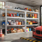 REIBII 40" W Garage Shelving 2000LBS Storage Shelves Adjustable Metal Shelving 4 Tier Pantry Shelves for Garage Closet Kitchen Basement 40" W x 19.7''D x 60''H, Silver - size: 40"W x 19.7''D x 60''H