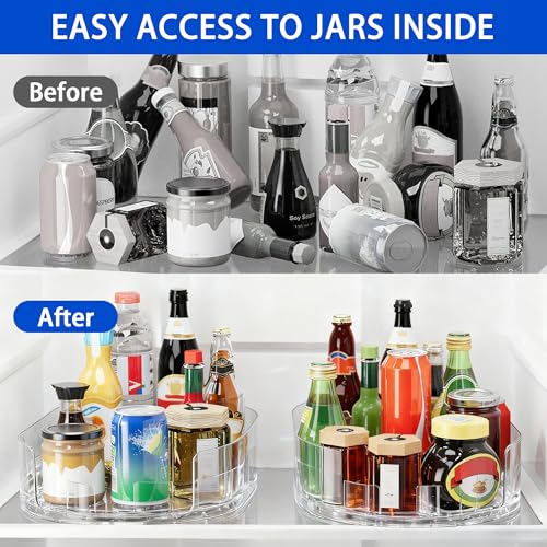 Drink Organizer for Fridge - 360° Rotating Lazy Susan for Refrigerator, 13.5''x8.5'' Clear Lazy Susan Turntable for Refrigerator Organizers and Storage, Kitchen, Table Top, Cabinet, Pantry, 1 Pack - color: Rotation