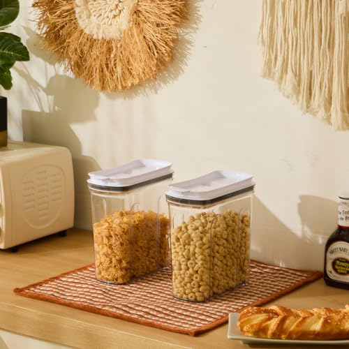 FreshKeeper Cereal Containers Storage Set, Airtight Food Storage Container with Lid 4L/135.2oz, 2PCS BPA-FREE Plastic Pantry Organization Canisters for Rice Cereal Flour Sugar Dry Food in Kitchen - color: 2PACK-4L