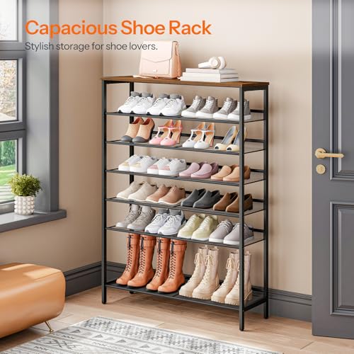 HOOBRO Shoe Rack for Entryway, 8-Tier Shoe Shelf, Large Capacity Shoe Storage Organizer for 32-40 Pairs of Shoes, Front Door Entrance, Hallway, Closet, Space Saver, Rustic Brown and Black BF118XJ01 - size: 8 Tiers (39.4"W)