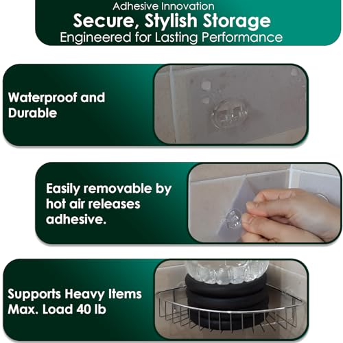 Shower Caddy Adhesive Replacement Stickers Sticker Shelf Basket Strips Suction Hooks Large Strong Hook for Bathroom Storage Corner Transparent Shelves Wall Mount 2 Hooks 6 1/2" - color: Transparent 2 Hooks 6 1/2", size: Wire Hook