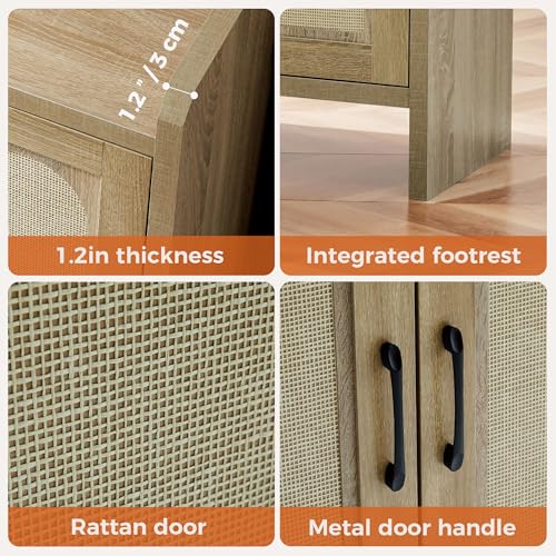 Mericonia Shoe Cabinet Storage for Entryway, Natural Rattan Shoe Storage Cabinet, Wooden Shoe Rack Cabinet, Farmhouse Boho Wood Shoe Organizer Cabinet for Hallway - color: Natural, size: 5-tier