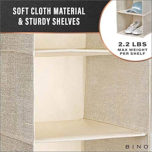 BINO 6-Shelf Sweater Closet Organizer - Beige | Closet Hanging Organizer for Bedroom | Sweater Storage Organizers | Hanging Shelves | Portable Closets for Clothes | Room Essentials - size: 6 - Shelf