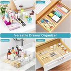 Manalete Drawer Organizers Set of 65, 4 Sizes Clear Plastic Drawer Organizers and Storage Bins for Kitchen, Bathroom, Office, Dresser Desk Drawer Organizer Tray for Jewelry, Makeup, Junk, Gadgets - size: 65Pack(0-0-5-10-22-28)