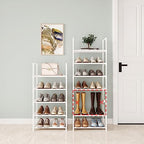 10-Tier Tall Shoe Rack, Adjustable 20-25 Pairs Shoe Shelf Storage Organizer for Entryway Hallway Closet Bathroom Living Room (White) - color: White-10tier