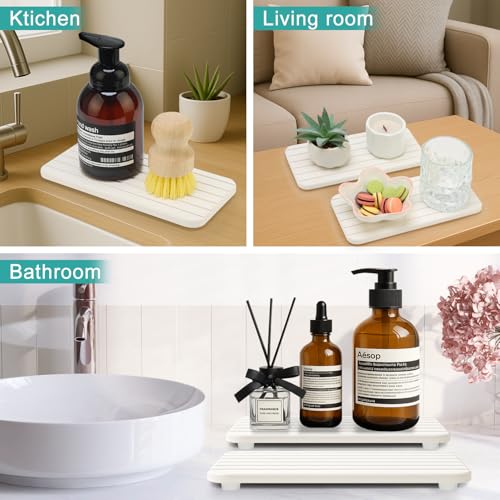 Diatomaceous Earth Dish Drying Mat for Bathroom Sink Tray Kitchen Counter Soap Dish White Diatomite Stone Sink Trays Absorbent Coasters Water Absorbing Stone Quick Drying Tray Kitchen Sink Accessories - color: White Diatomite