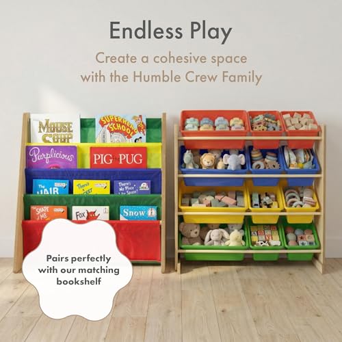 Humble Crew, Natural/Primary Kids' Toy Storage Organizer with 12 Plastic Bins, 34*35*15.5inch - color: Natural/Primary