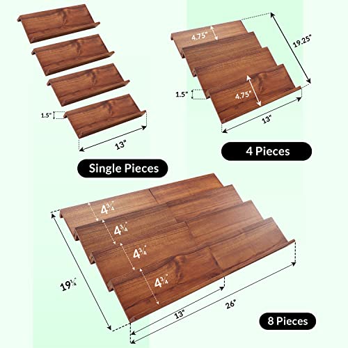 Tinamo Acacia Wooden Spice Rack Organizer for Cabinet - Spice Drawer Insert, Spice Organization for Cabinet, Seasoning Organizer, 4-Tier Spice Jar Rack for Drawer, Spice Holder Pack of 8 (64 Jars) - color: Acacia, size: Pack 8