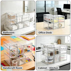 Prsildan Acrylic Drawer Makeup Organizer with 9 Drawers, Set of 3 Office Desk Organizers Accessories, Clear Stackable Storage Drawers for Vanity, Countertop, Craft, Jewelry, Art Supply Organization - style: 9 Drawers
