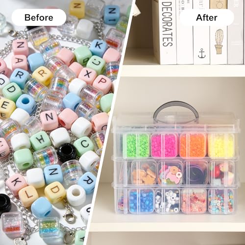 SGHUO Bead Organizer Box, 84 pcs Small Organizers, 3-Tier Stackable Storage Container Box for Art Craft Storage, Washi Tape, Kids Toys, Jewelry, Beauty & Sewing Supplies - style: 3 tier-2in