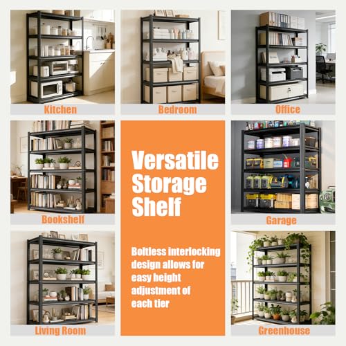 6 Tier Garage Shelving, 82" H Heavy Duty Metal Storage Shelves, 3600LBS, 2-in-1 Adjustable Industrial Utility Shelf, Upgraded Reinforced Double-Layer Columns for Warehouse, Basement, Kitchen - size: 40"W x 16"D x 82"H