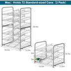 Stackable Can Organizer for Pantry Organizers and Storage 2 Pack Adjustable Can Holders for Pantry Holds Up to 72 Cans with Metal Rack Dispenser for Kitchen Canned Foods and Drinks, 3 Tier, Silver