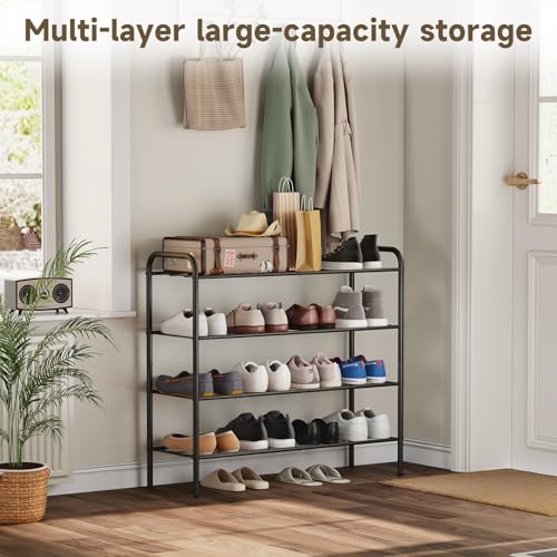 Shoe Rack,Long Shoe Organizer for Closet,Wide Shoe Storage for Entryway, 4 Tier Sturdy Metal Free Standing Shoe Shelf - size: 4-tier