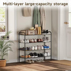 Shoe Rack,Long Shoe Organizer for Closet,Wide Shoe Storage for Entryway, 4 Tier Sturdy Metal Free Standing Shoe Shelf - size: 4-tier