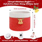 INough Christmas Baskets Cotton Rope Baskets for Christmas Empty Red Christmas Toy Bin, Christmas Gift Bin Large Blanket Storage Baby Basket for Kids Room/Living room (Reindeer Large) - color: Red Reindeer