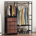 Auromie Heavy Duty Clothes Rack with 5 Drawers & 4 Storage Shelves, 70.9Hx59.1W Clothing Rack with 2 Hanging Rods, Wardrobe Closet Racks with 5 Hooks, Freestanding Garment Racks (Rustic Brown) - color: Rustic Brown