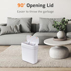 MOPALL Small Bathroom Trash Can with Lid, 3.2 Gallon / 11.5 L Slim Plastic Garbage Bin with Pop-Up Lid, Mini Waste Basket Can Dog Proof for Kitchen, Bedroom, Office, Laundry, Toilet, Rv, White - size: 3.2 Gallon