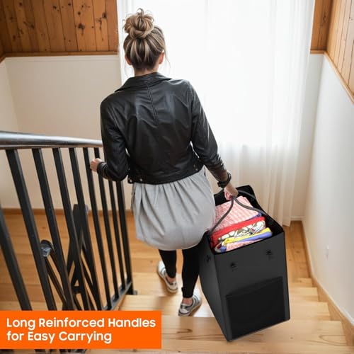 150L Laundry Hamper with Wheels, Rolling Laundry Basket with Metal Frame and Removable Bag, Large & Tall Dirty Clothes Hampers for Bedroom Aesthetic, Laundry Room, Bathroom, Dorm-Black - color: Black, size: 40GAL