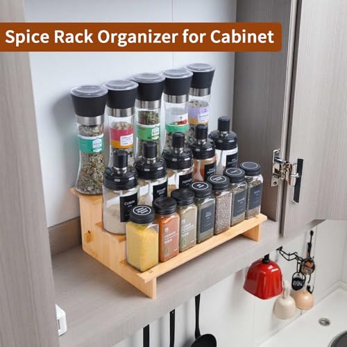 JinDoWin 3 Tiered Spice Rack Organizer for Cabinet,Spice Organization for Cabinet, Seasoning Organizer,Spice Shelf and Spice Organizer for Cabinet,Pantry Organizers and Storage (1 Pack, Small) - color: 1 Pack, size: Small