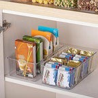 Vtopmart 2 Pack Food Storage Organizer Bins, Clear Plastic Bins for Pantry, Kitchen, Fridge, Cabinet Organization and Storage, 4 Compartment Holder Packets, Snacks, Pouches, Spice Packets - style: 2 Pack