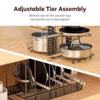 Vdomus Pot Rack Organizer with 3 DIY Methods, Black Metal Kitchen 8+ Pots Holder, Height and Position are Adjustable Cabinet Pantry Pot Lid Holder (Upgraded)