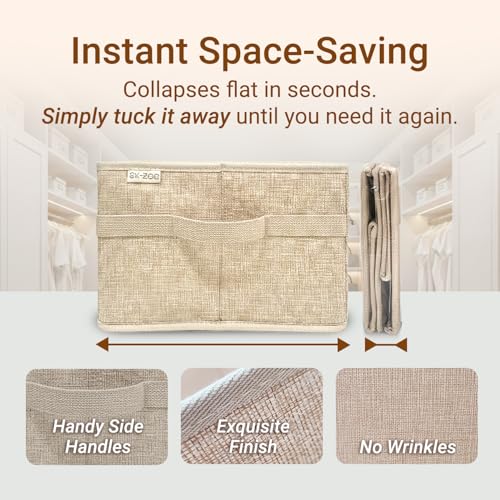 3-Pack Clear Front Storage Bins – Foldable Cube Organizers with PVC Window & Polyester Linen, Handles for Closet Shelves Nursery Toy Storage – 8×12×8 Inch (20×30×20 cm), Brown