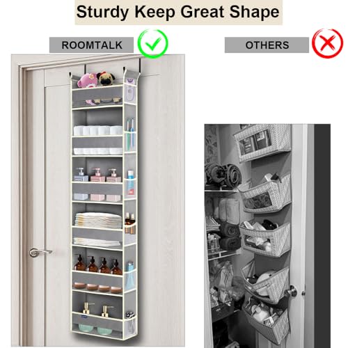 Over The Door Organizer 6-Shelves and 12 Side Pockets, Over The Door Storage for Bathroom Bedroom Nursery, Hanging Door Organizers for Baby Diapers and Kids Toys (13"x5"x54", Grey) - color: Grey, size: 6-Shelf Over Door Organizer